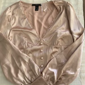 Satin blouse, rose/blush color